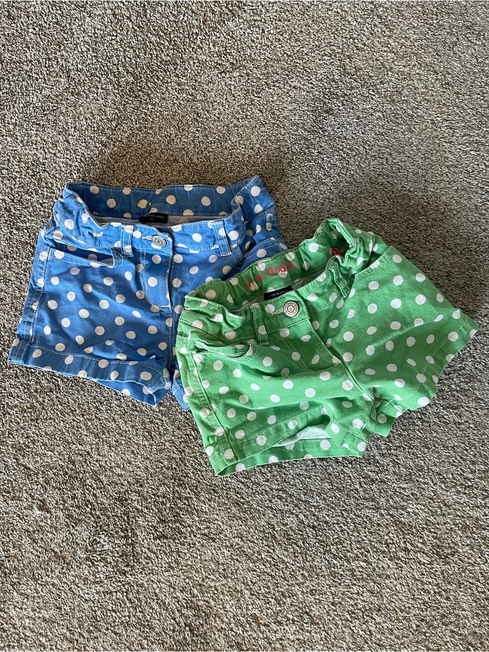 Mini Boden Polka Dot Shorts - Blue & Green